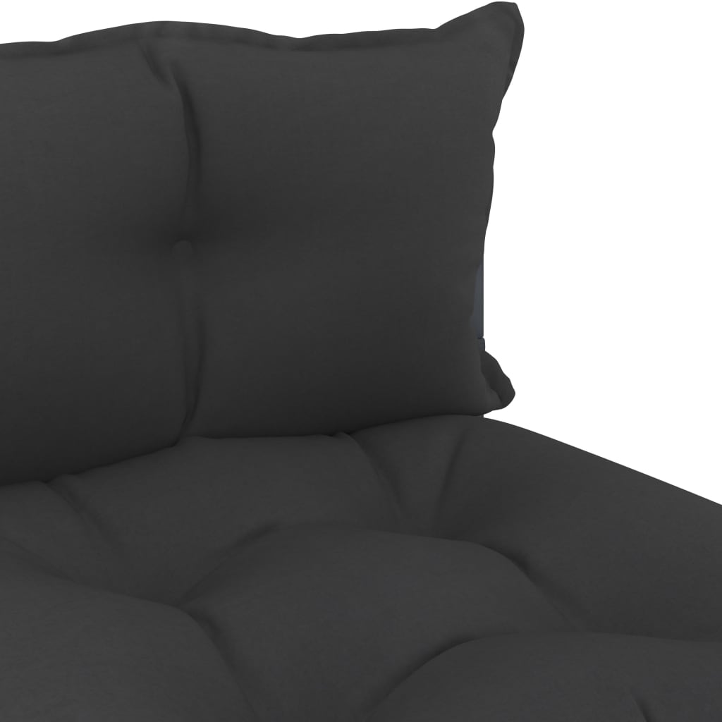 vidaXL Garden Pallet Middle Sofa with Black Cushions Wood