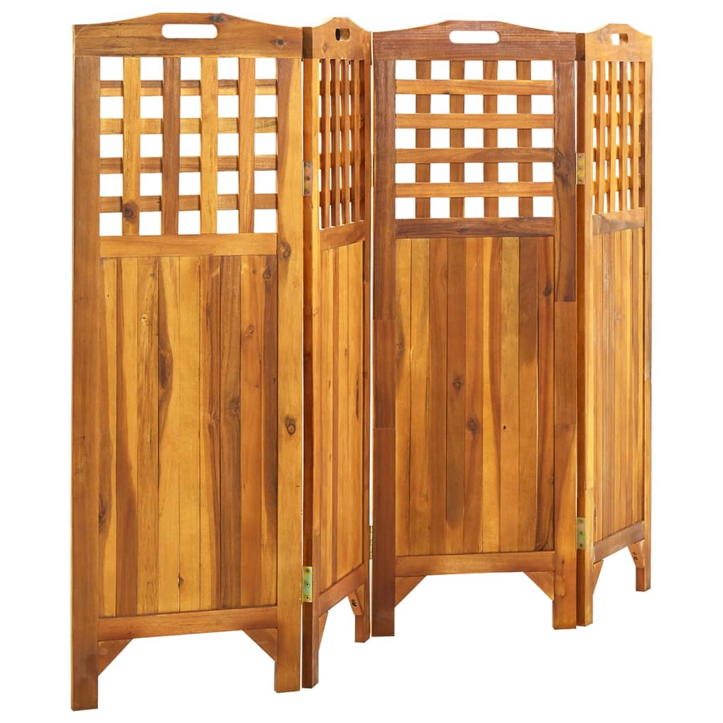 vidaXL 4-Panel Room Divider 161x2x120 cm Solid Acacia Wood