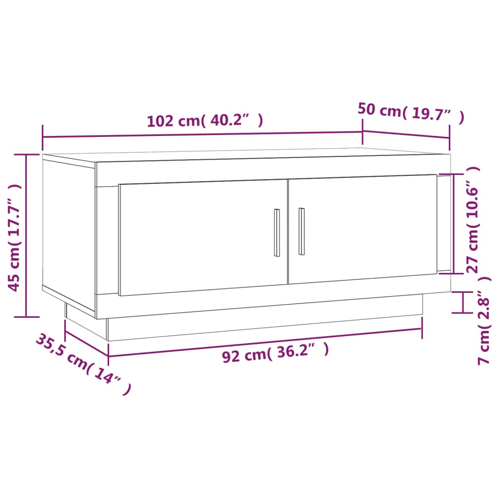 vidaXL Coffee Table High Gloss White 102x50x45 cm Engineered Wood