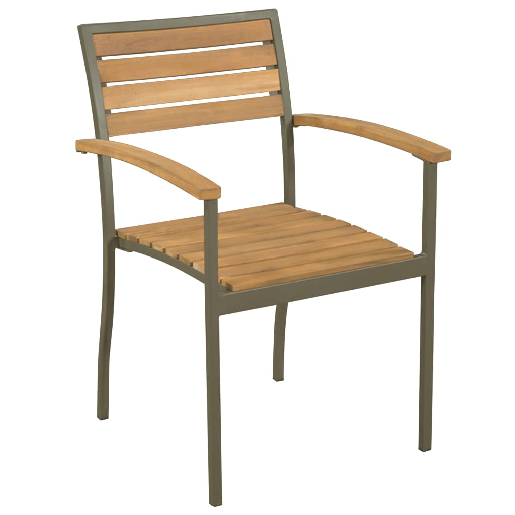 vidaXL Stackable Outdoor Chairs 2 pcs Solid Acacia Wood and Steel