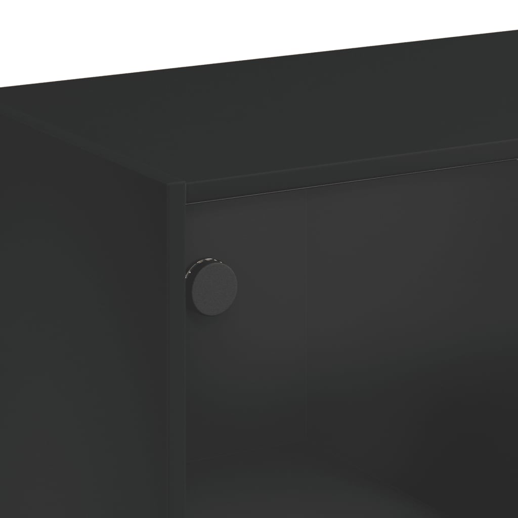 vidaXL Coffee Table with Glass Doors Black 102x50x42 cm