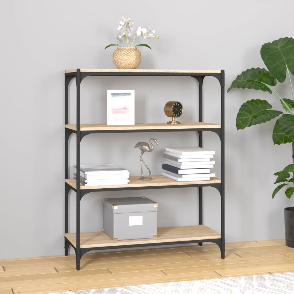 vidaXL Book Cabinet Sonoma Oak 80x33x100 cm Engineered Wood and Steel