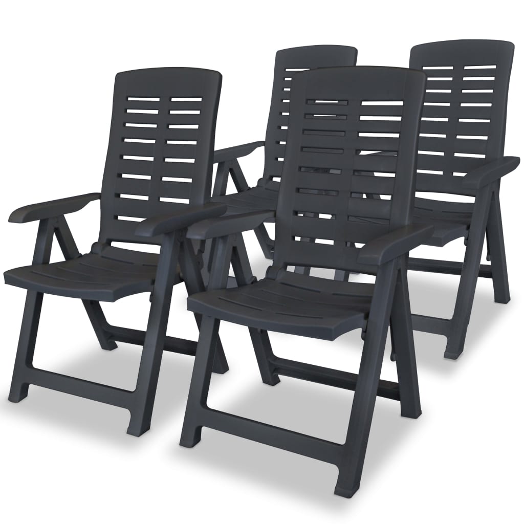 vidaXL Reclining Garden Chairs 4 pcs Plastic Anthracite
