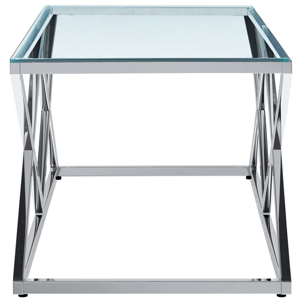 vidaXL Coffee Table Transparent 120x60x45 cm Tempered Glass and Stainless Steel