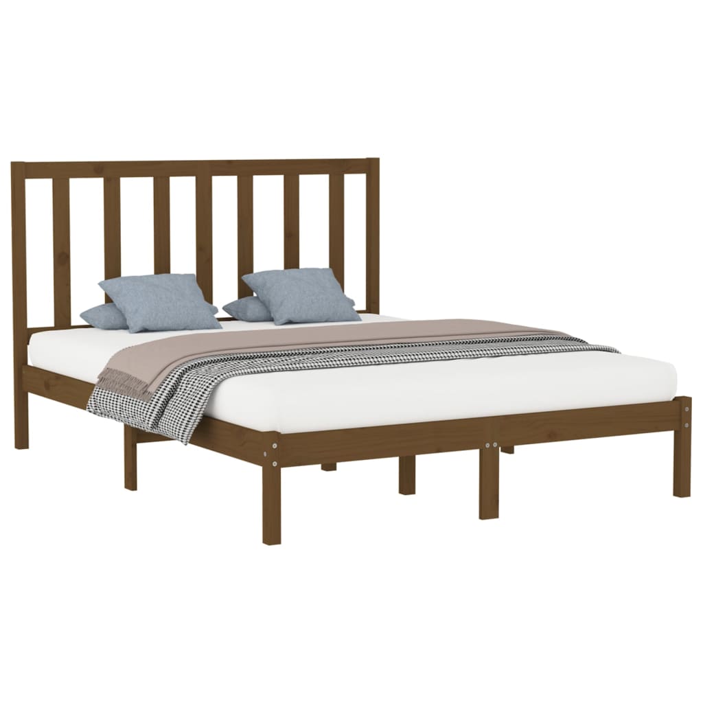 vidaXL Bed Frame Honey Brown Solid Wood 140x200 cm