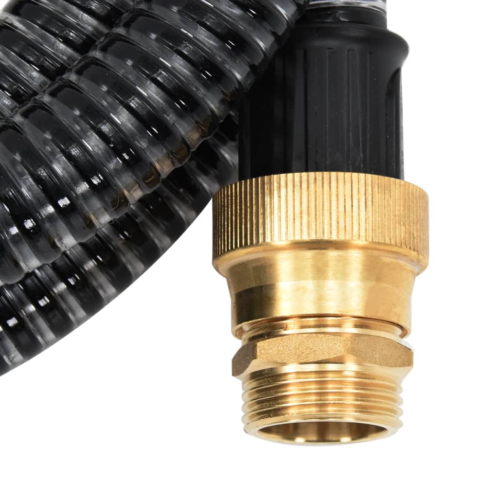 vidaXL Suction Hose with Brass Connectors Black 1.1" 25 m PVC