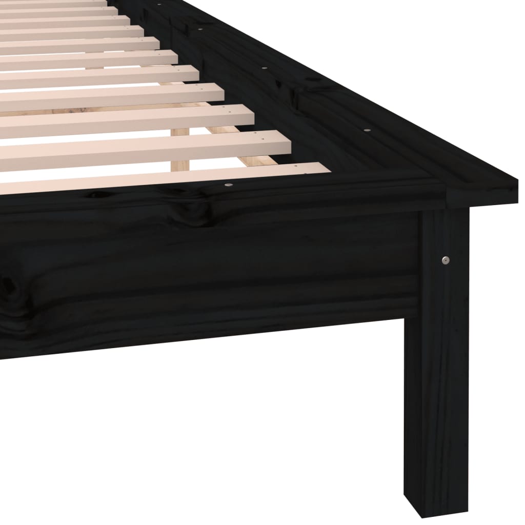 vidaXL LED Bed Frame Black 120x200 cm Solid Wood