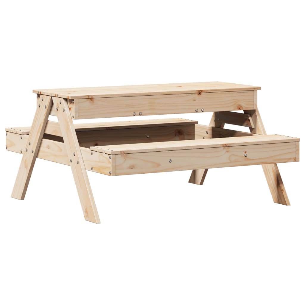 vidaXL Picnic Table with Sandpit for Kids Solid Wood Pine