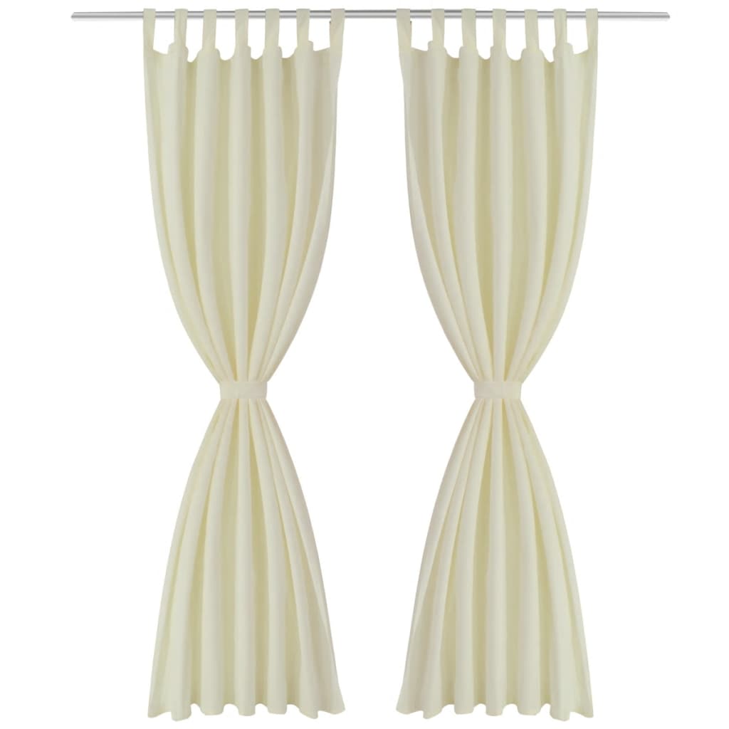 2 pcs Cream Micro-Satin Curtains with Loops 140 x 245 cm