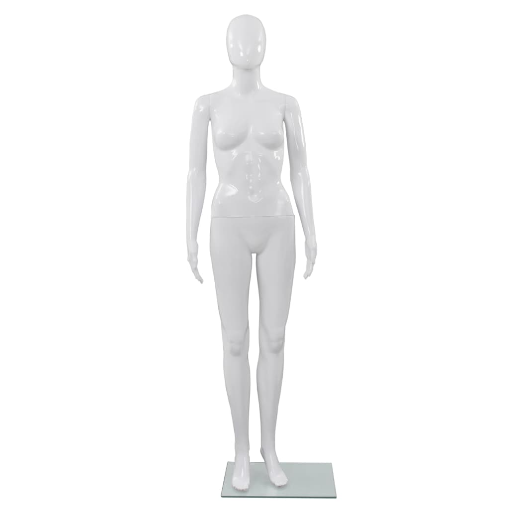 vidaXL Full Body Female Mannequin with Glass Base Glossy White 175 cm