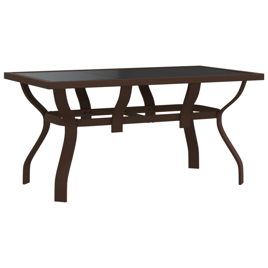 vidaXL Garden Table Brown and Black 140x70x70 cm Steel and Glass