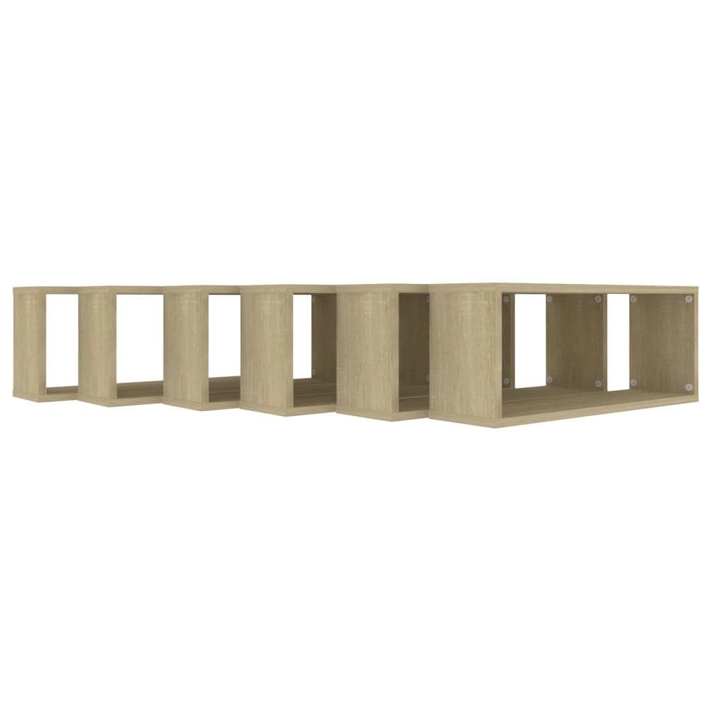 vidaXL Wall Cube Shelf 6 pcs Sonoma Oak 60x15x23 cm Engineered Wood