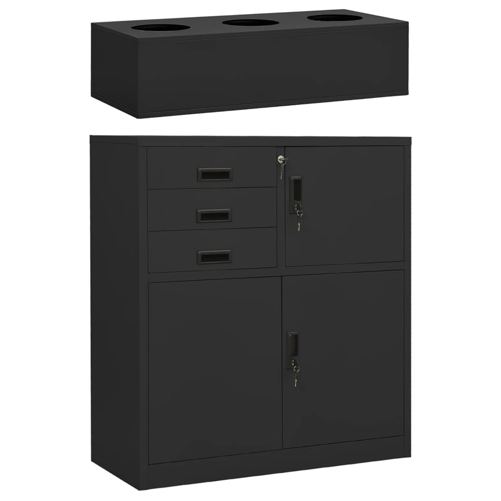 vidaXL Office Cabinet with Planter Box Anthracite 90x40x125 cm Steel