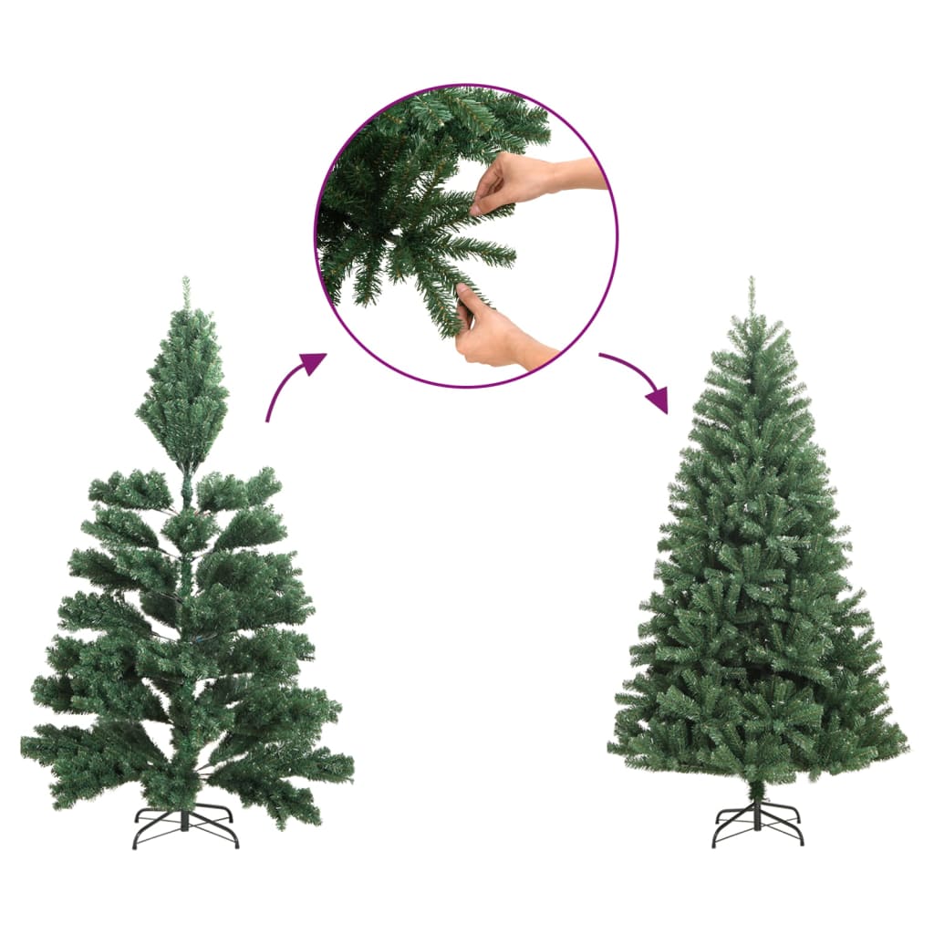 vidaXL Artificial Slim Christmas Tree with Flocked Snow 210 cm PVC&PE