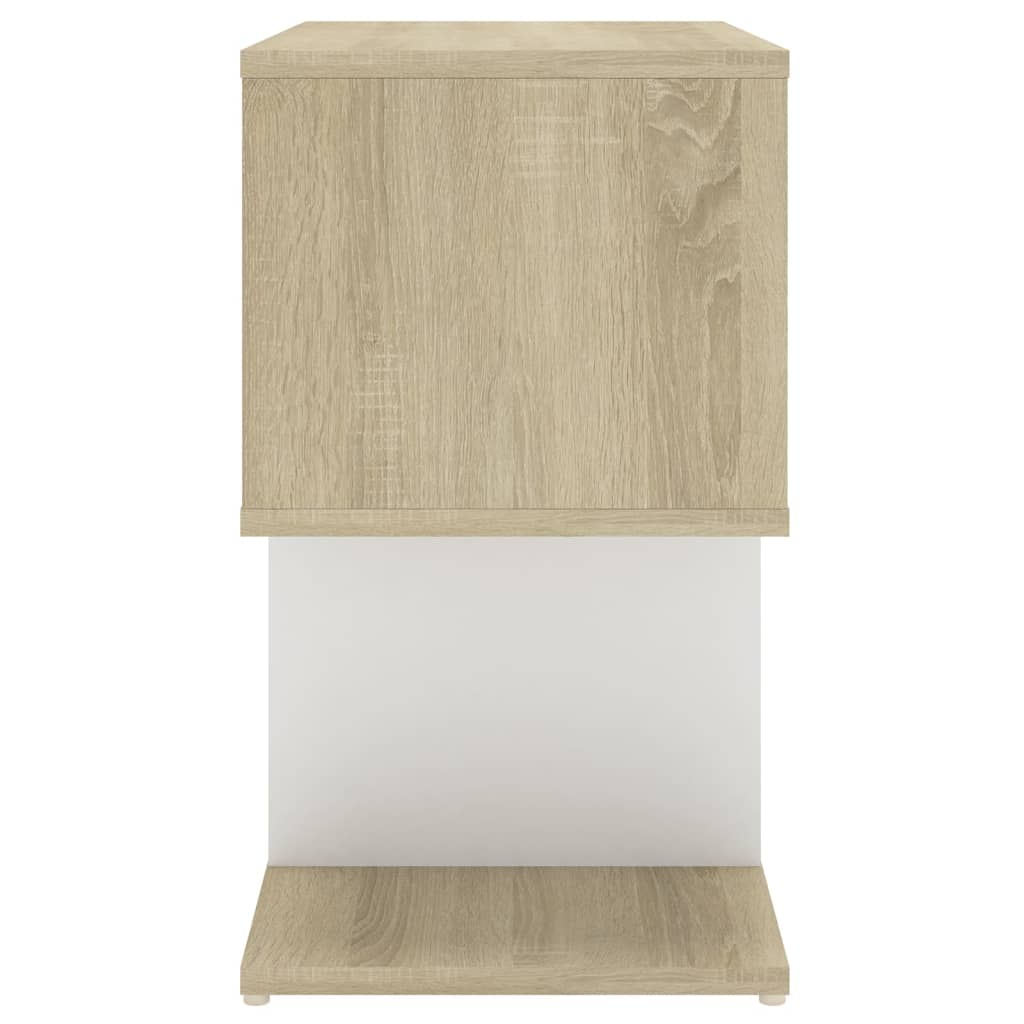 vidaXL Bedside Cabinets 2pcs White and Sonoma Oak 50x30x51.5cm Engineered Wood