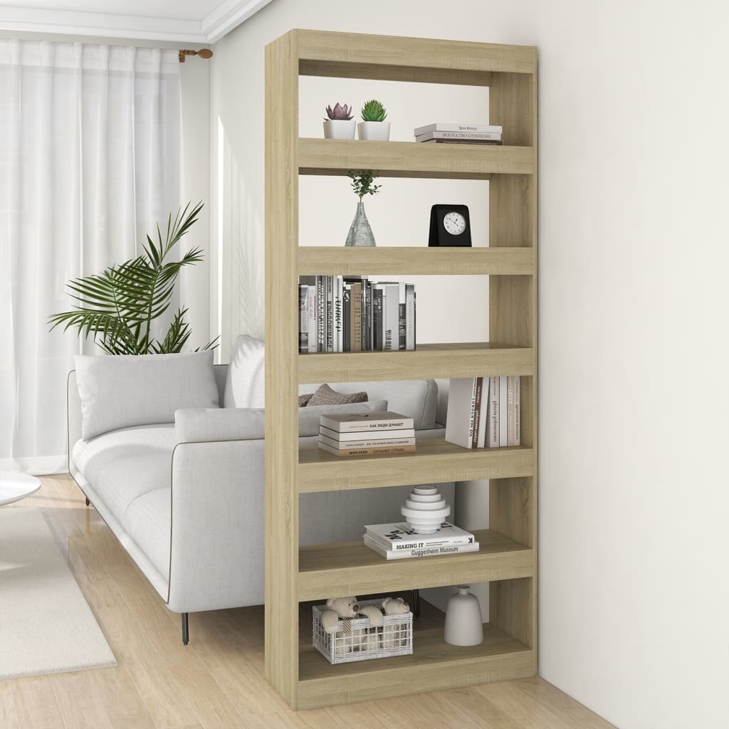 vidaXL Book Cabinet/Room Divider Sonoma Oak 80x30x198 cm Engineered Wood