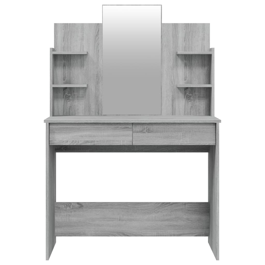 vidaXL Dressing Table with Mirror Grey Sonoma 96x40x142 cm