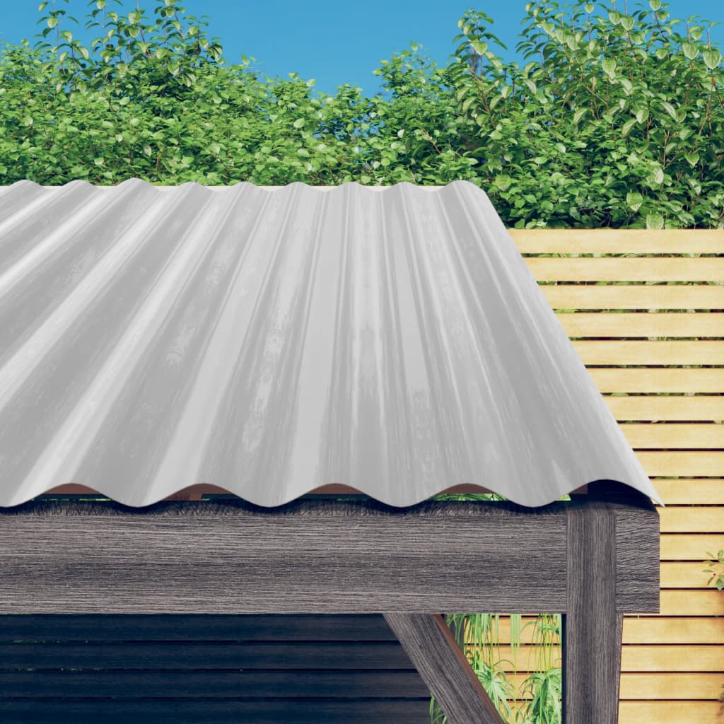 vidaXL Roof Panels 12 pcs Powder-coated Steel Silver 60x36 cm