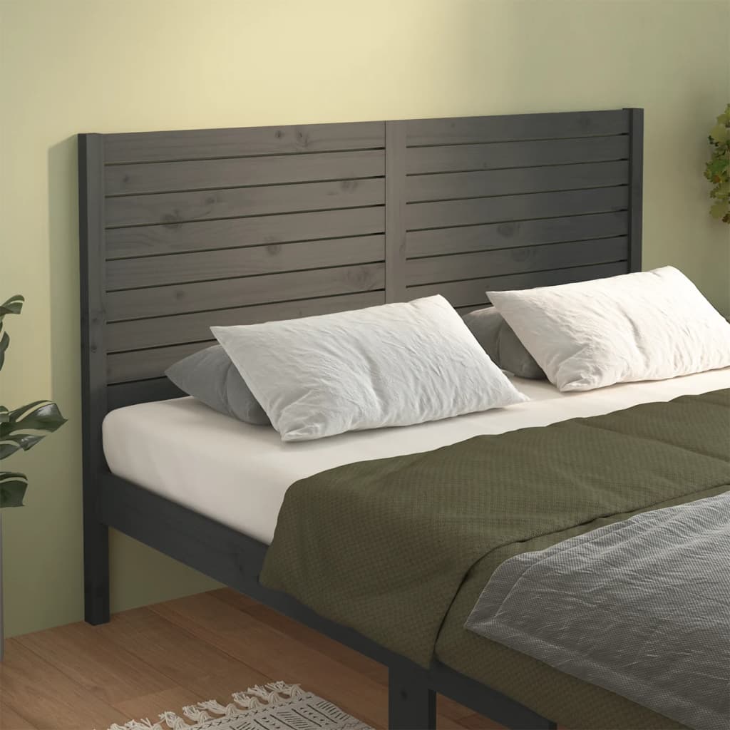 vidaXL Bed Headboard Grey 126x4x100 cm Solid Wood Pine