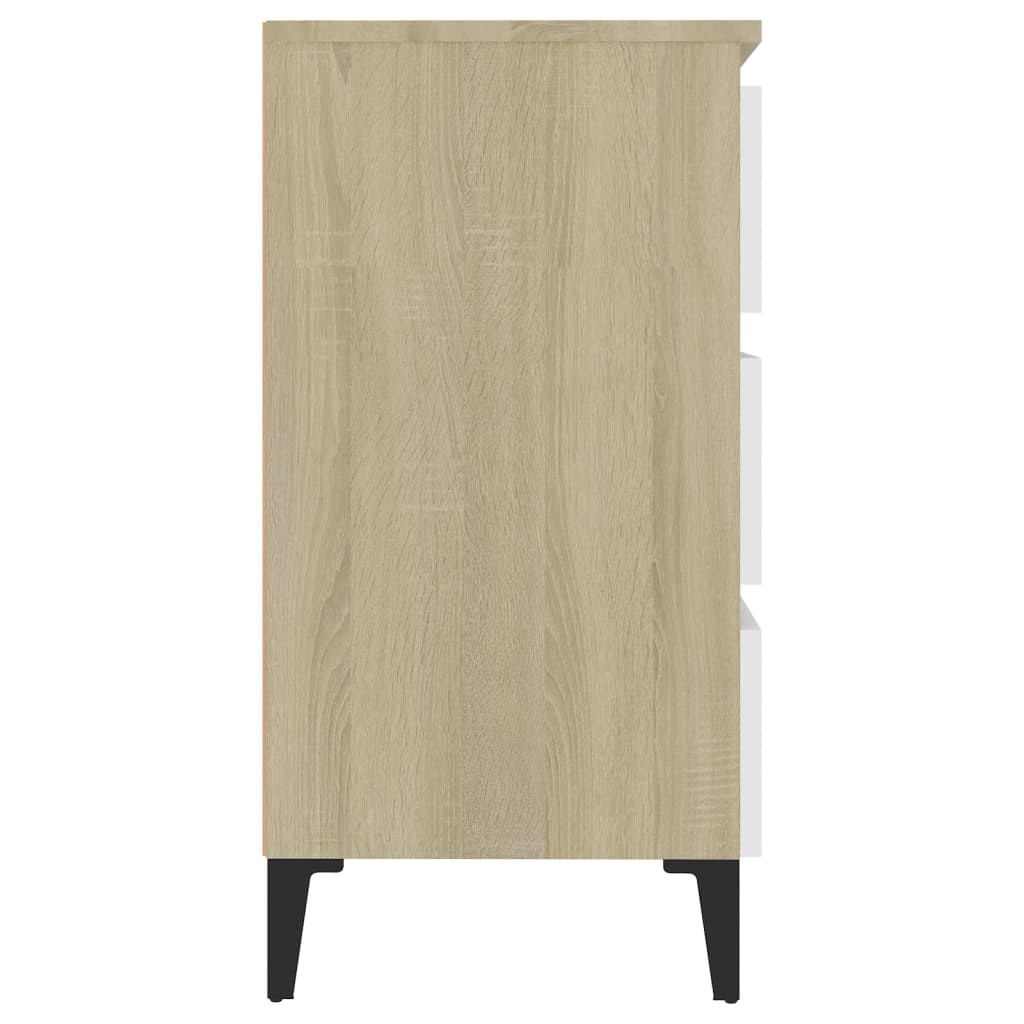 vidaXL Sideboard White and Sonoma Oak 60x35x69 cm Engineered Wood