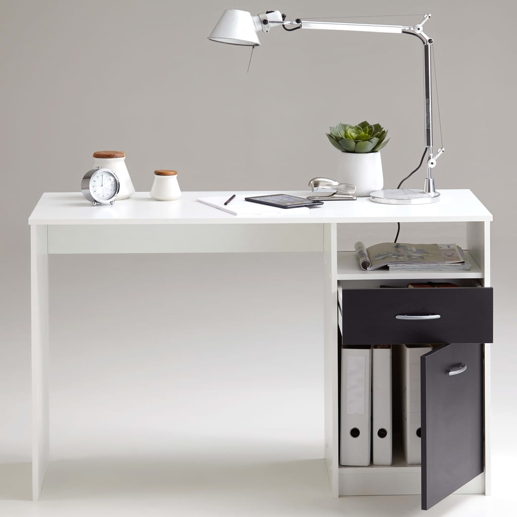 FMD Desk with 1 Drawer 123x50x76.5 cm White and Black