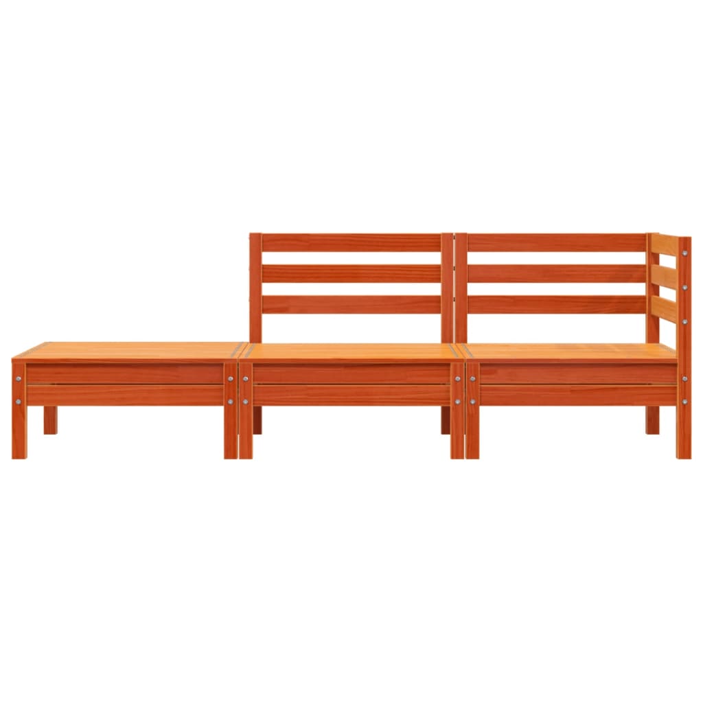 vidaXL Garden Sofa 3-Seater Wax Brown Solid Wood Pine