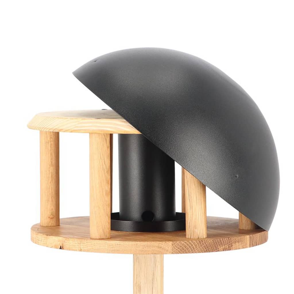 Esschert Design Bird Table with Silo and Round Roof Black