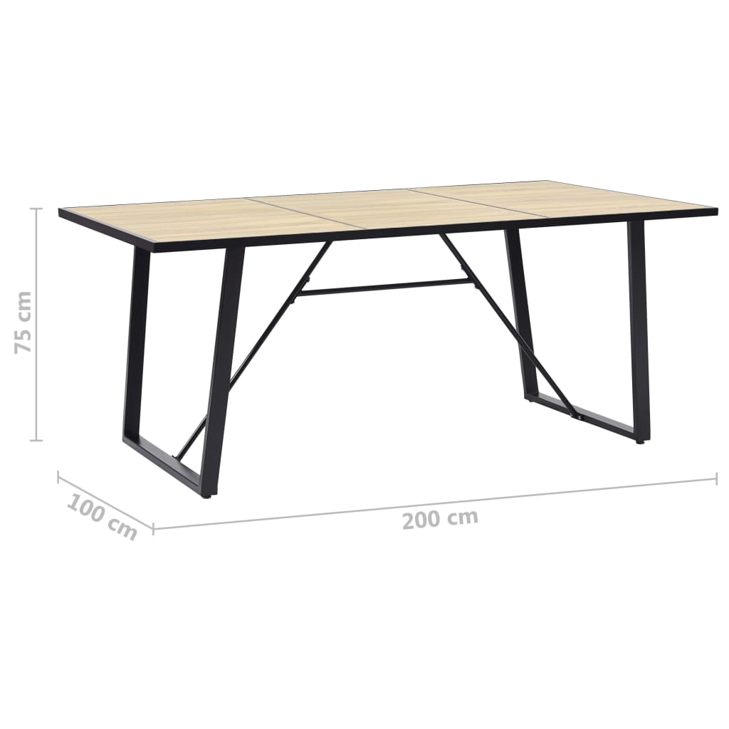 vidaXL Dining Table Oak 200x100x75 cm MDF