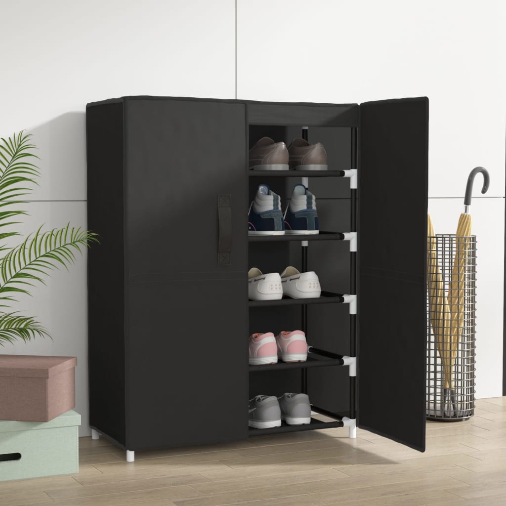 vidaXL Shoe Cabinet Black 60x28x90 cm Fabric