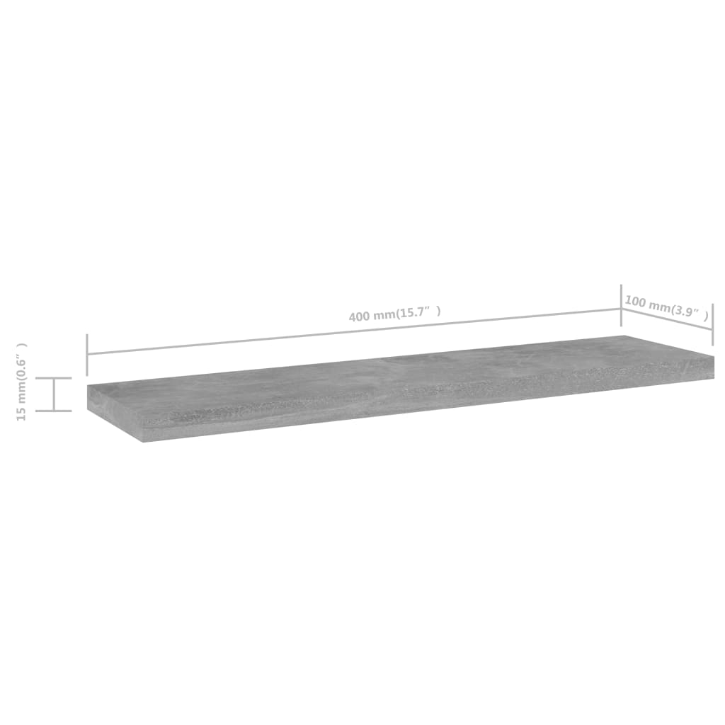 vidaXL Bookshelf Boards 8 pcs Concrete Grey 40x10x1.5 cm Engineered Wood