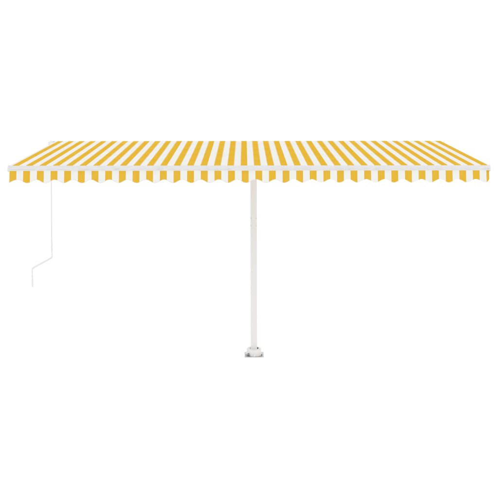 vidaXL Manual Retractable Awning with LED 500x350 cm Yellow and White