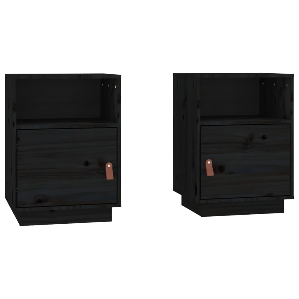 vidaXL Bedside Cabinets 2 pcs Black 40x34x55 cm Solid Wood Pine
