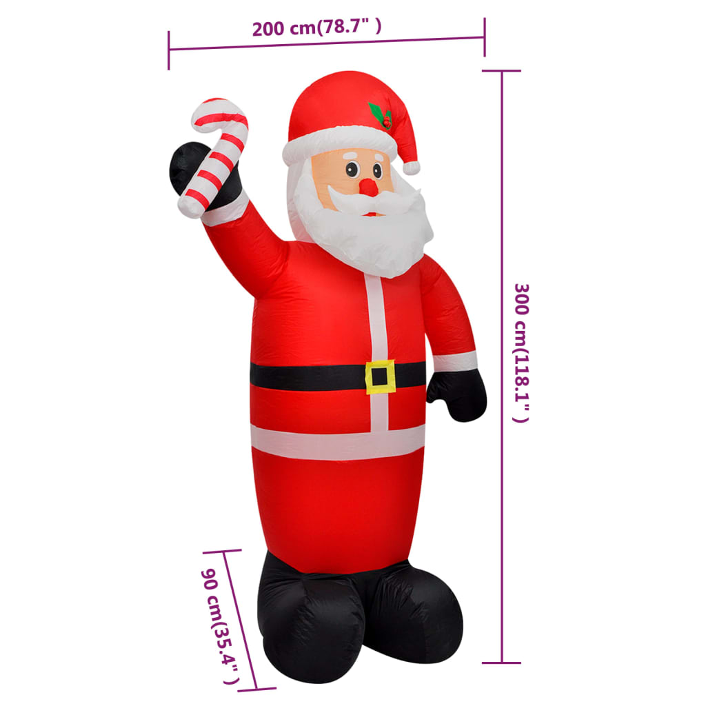 vidaXL Inflatable Santa Claus with LEDs 300 cm