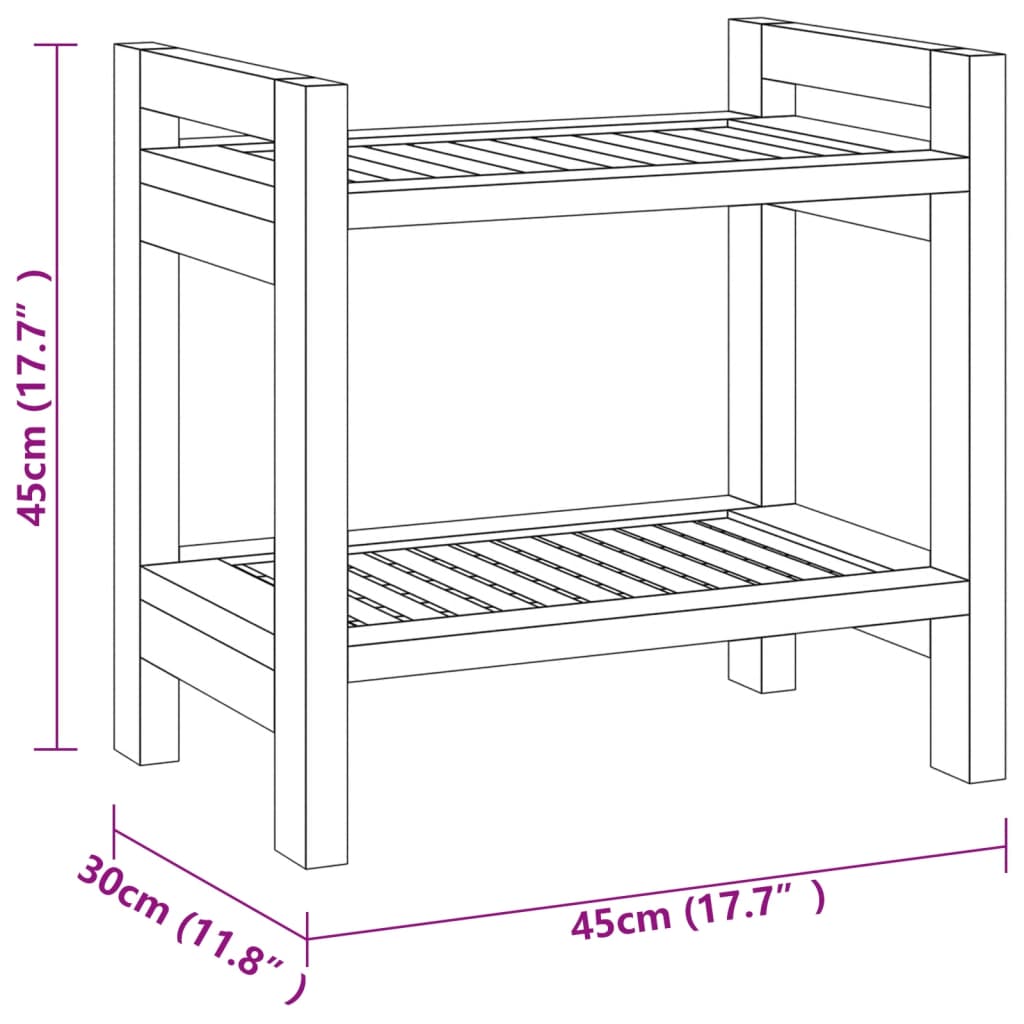 vidaXL Bathroom Side Table 45x30x45 cm Solid Wood Teak