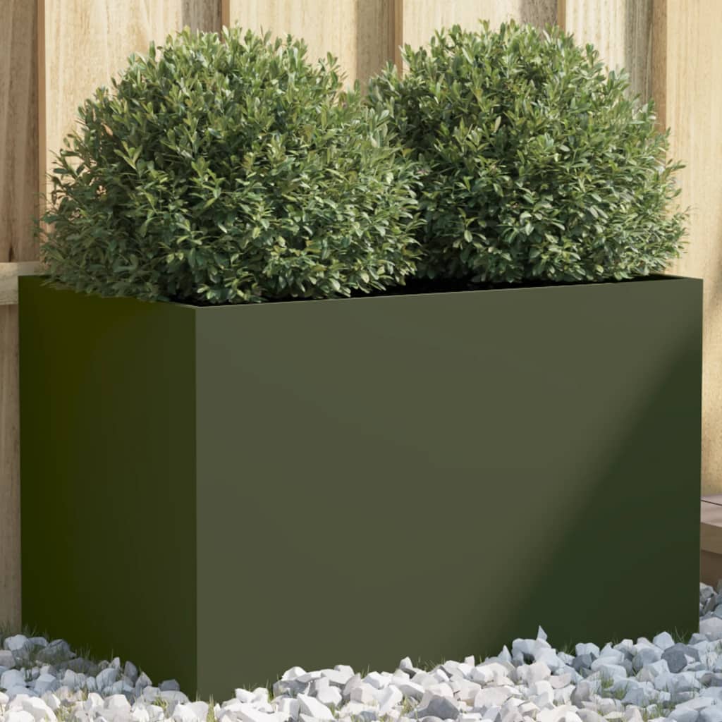vidaXL Planter Olive Green 62x40x39 cm Cold-rolled Steel