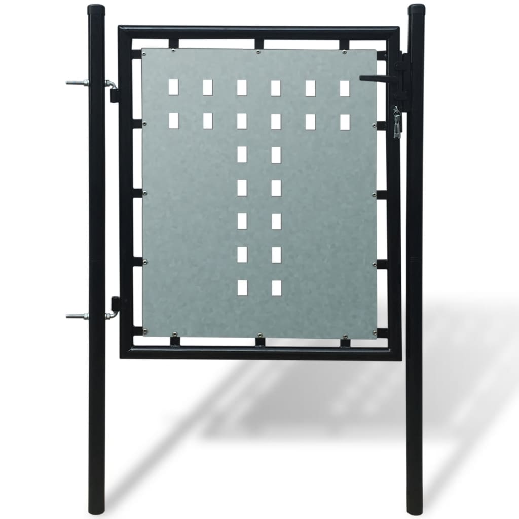 vidaXL Black Single Door Fence Gate 100 x 150 cm
