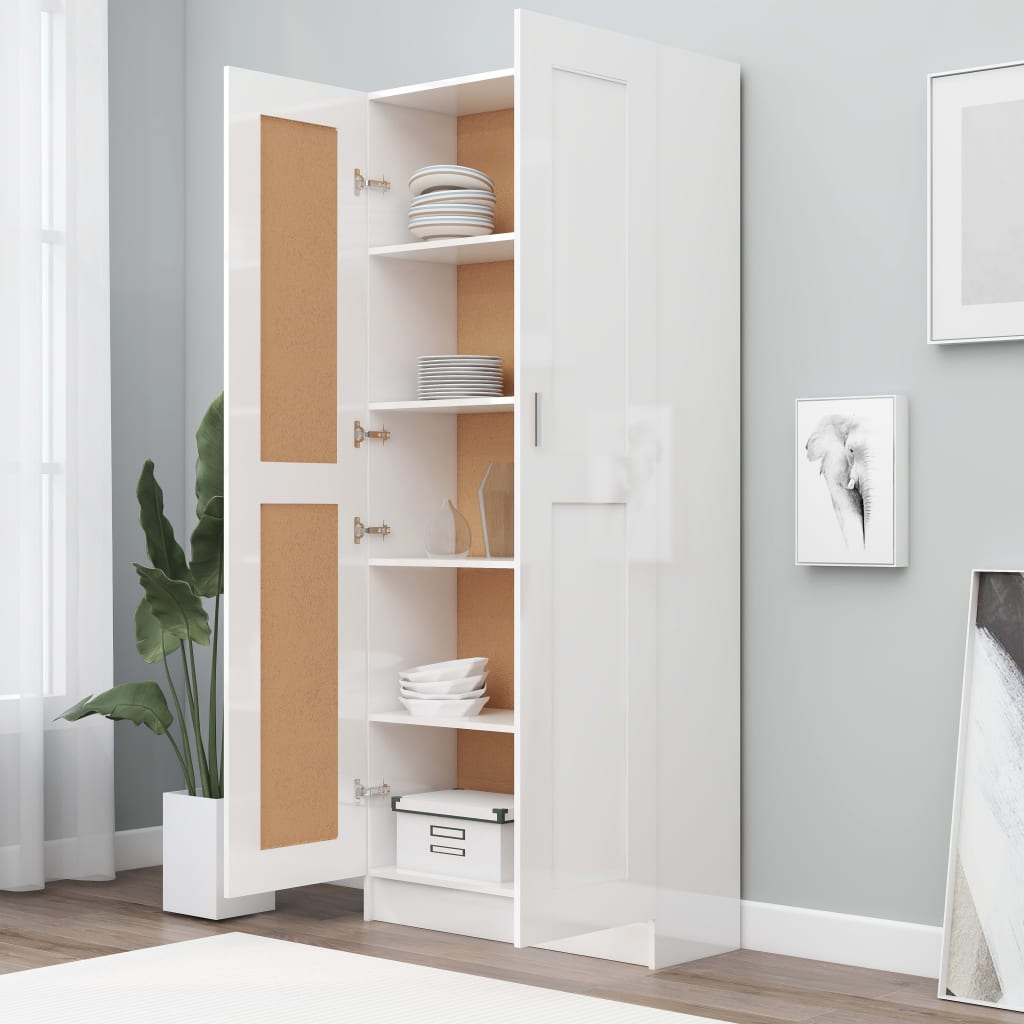 vidaXL Book Cabinet High Gloss White 82.5x30.5x185.5 cm Engineered Wood