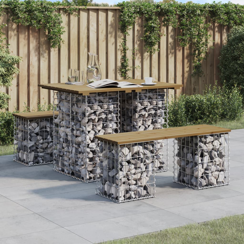vidaXL Garden Bench Gabion Design 100x70x72 cm Impregnated Wood Pine