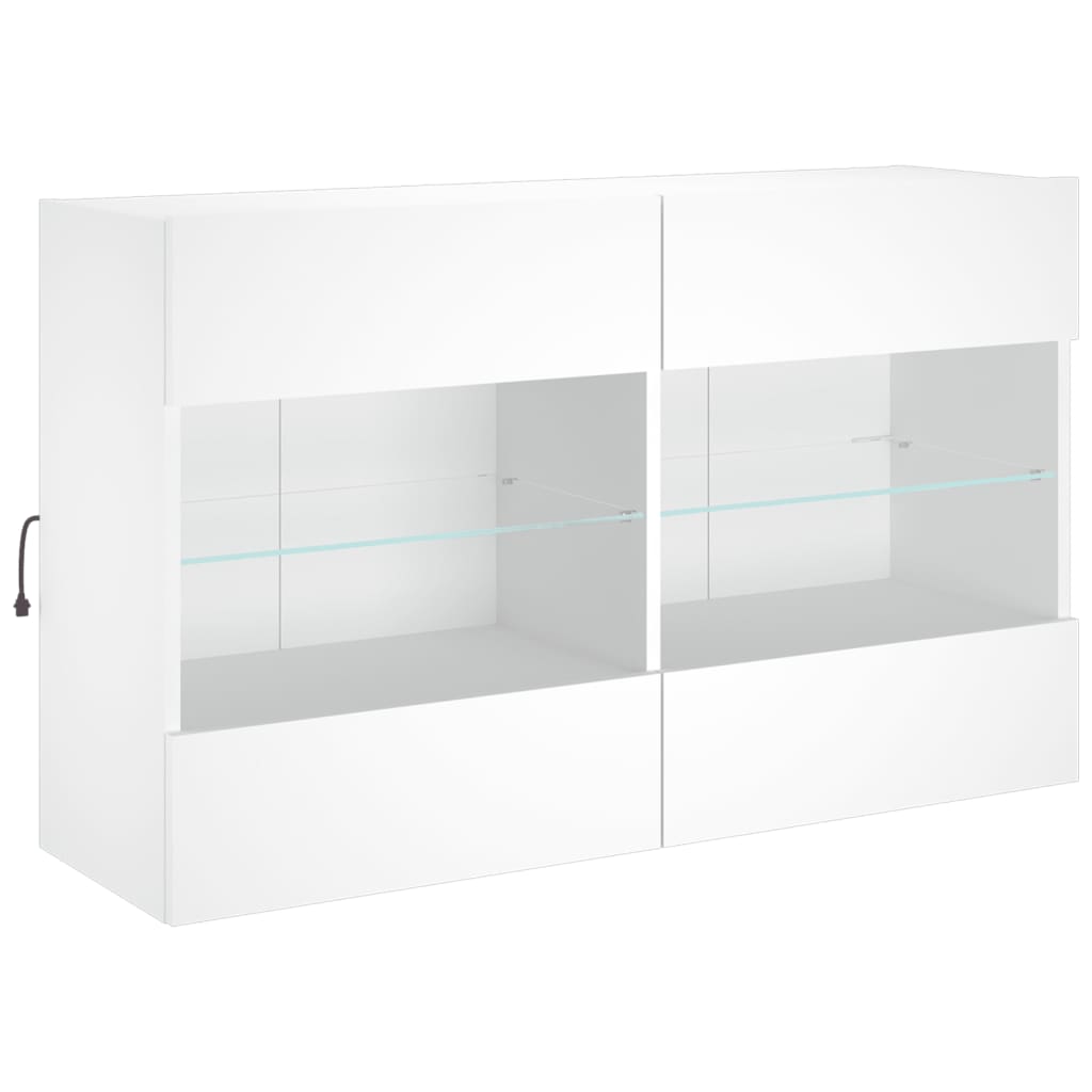 vidaXL TV Wall Cabinet with LED Lights White 98.5x30x60.5 cm