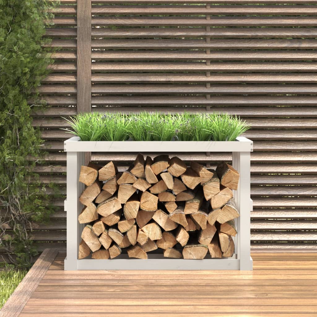 vidaXL Outdoor Log Holder White 108x52x74 cm Solid Wood Pine
