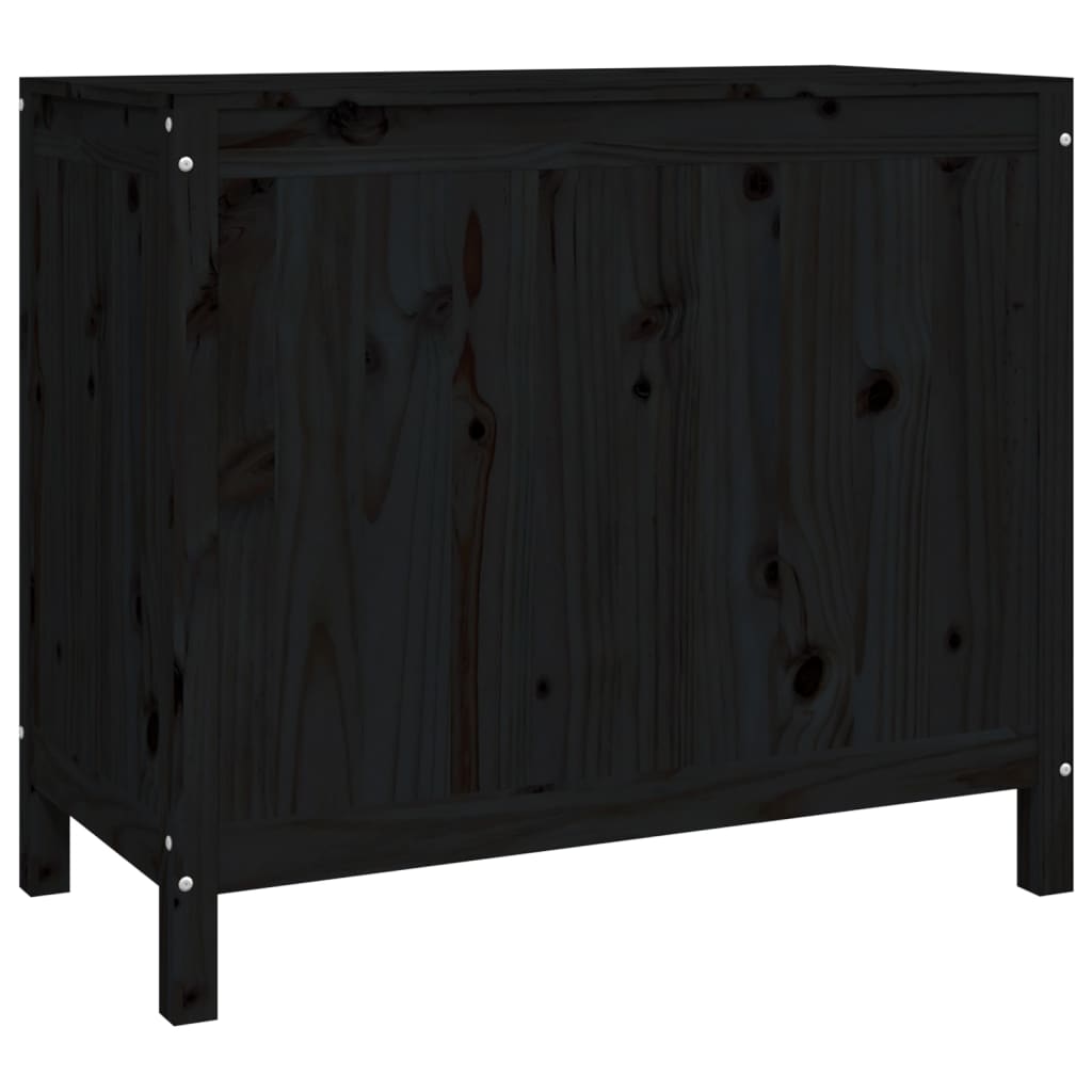 vidaXL Laundry Box Black 88.5x44x76 cm Solid Wood Pine