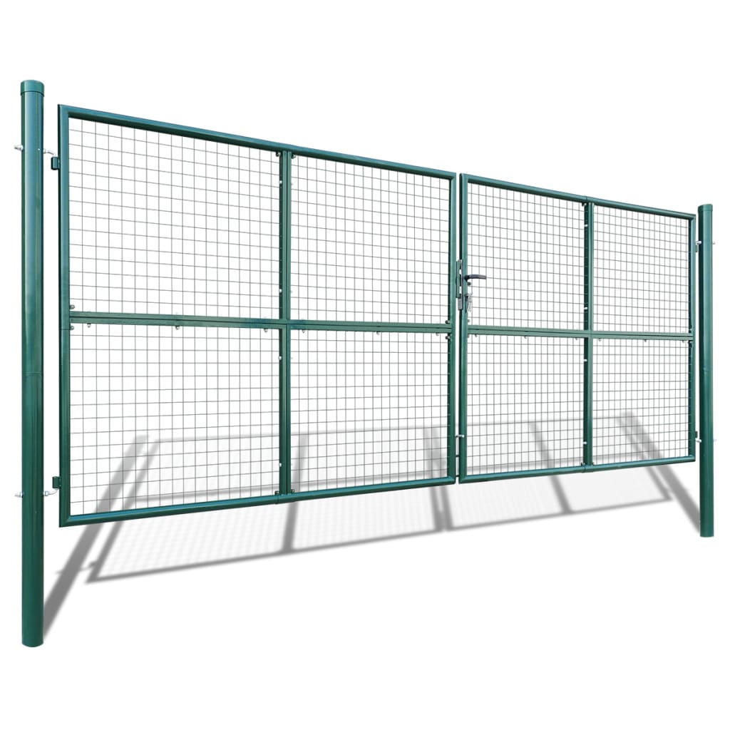 vidaXL Garden Fence Gate 415x200 cm Steel Green