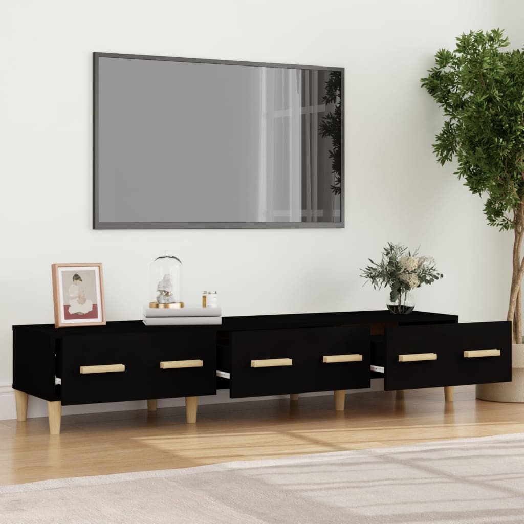 vidaXL TV Cabinet Black 150x34.5x30 cm Engineered Wood