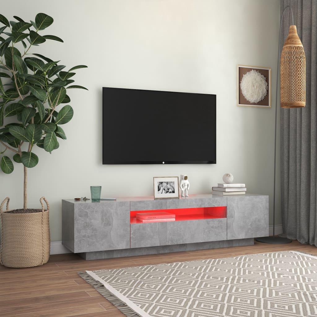 vidaXL TV Cabinet with LED Lights Concrete Grey 160x35x40 cm