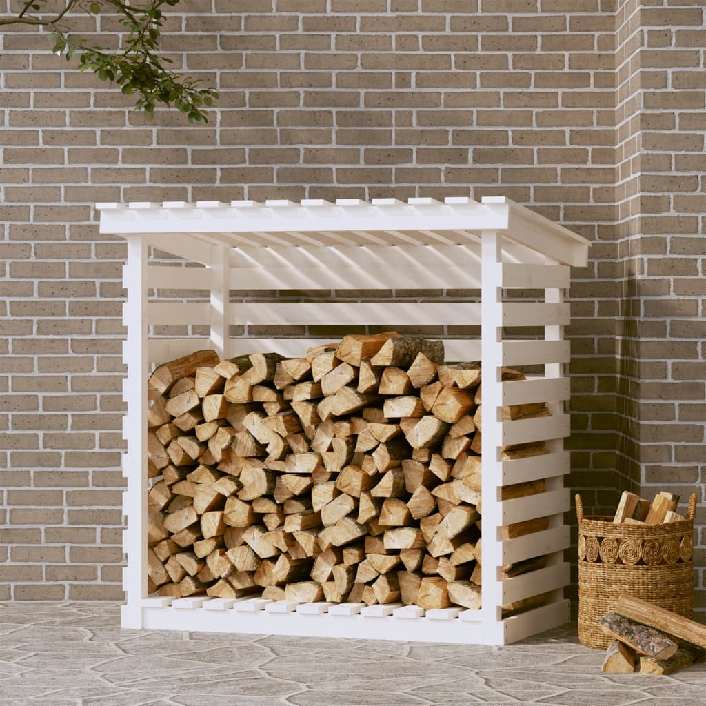 vidaXL Firewood Rack White 108x73x108 cm Solid Wood Pine