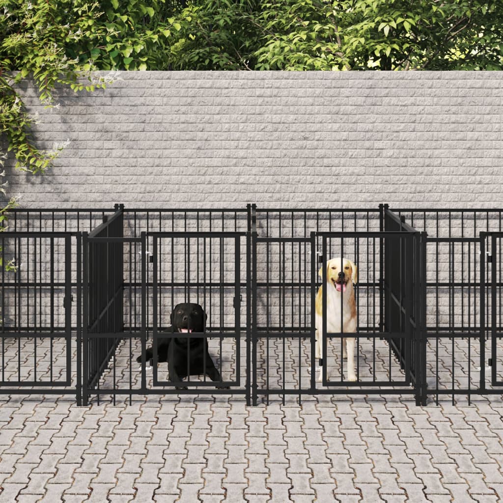 vidaXL Outdoor Dog Kennel Steel 15.02 m²