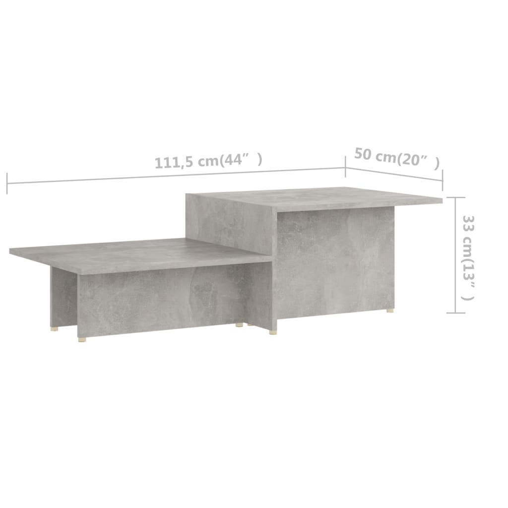 vidaXL Coffee Table Concrete Grey 111.5x50x33 cm Engineered Wood