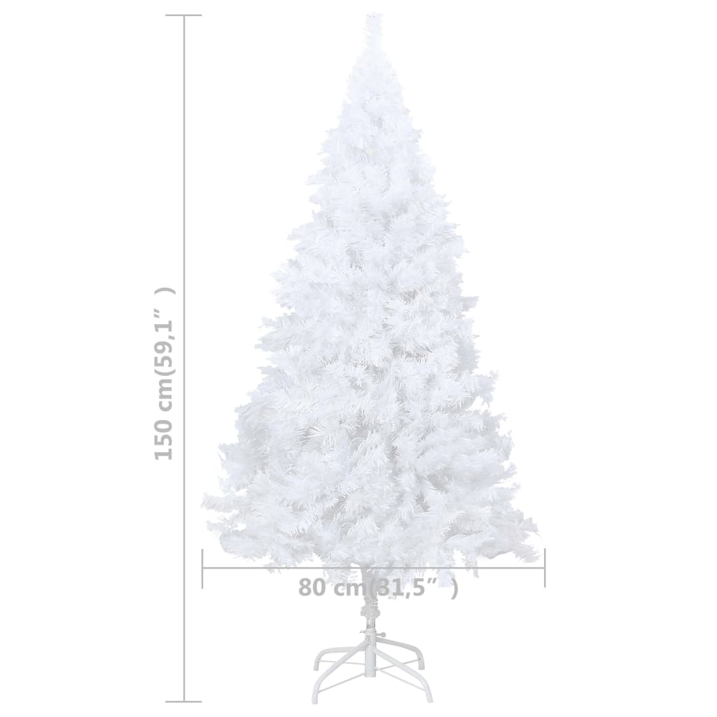 vidaXL Artificial Pre-lit Christmas Tree with Thick Branches White 150 cm