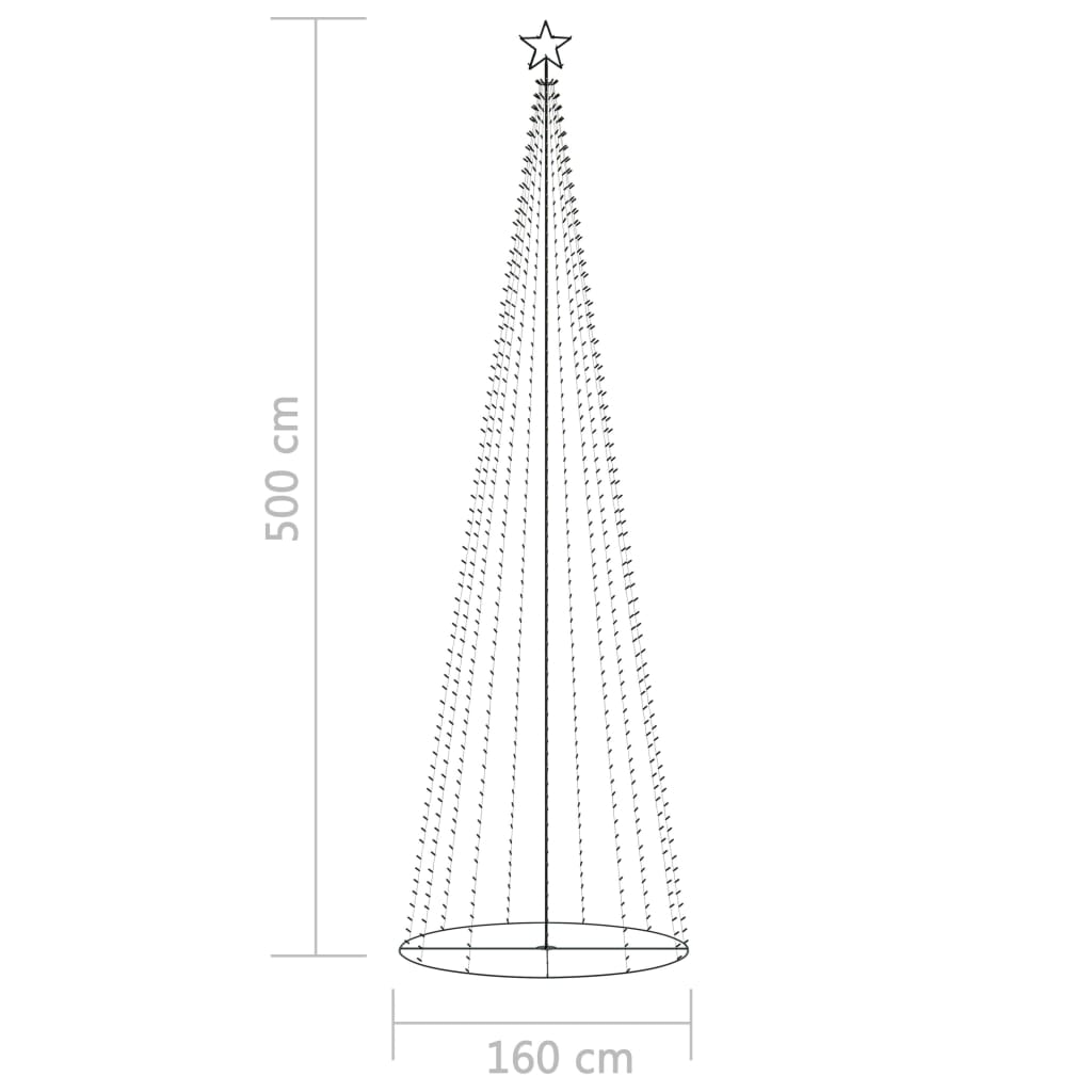vidaXL Christmas Cone Tree 752 Warm White LEDs Decoration 160x500 cm
