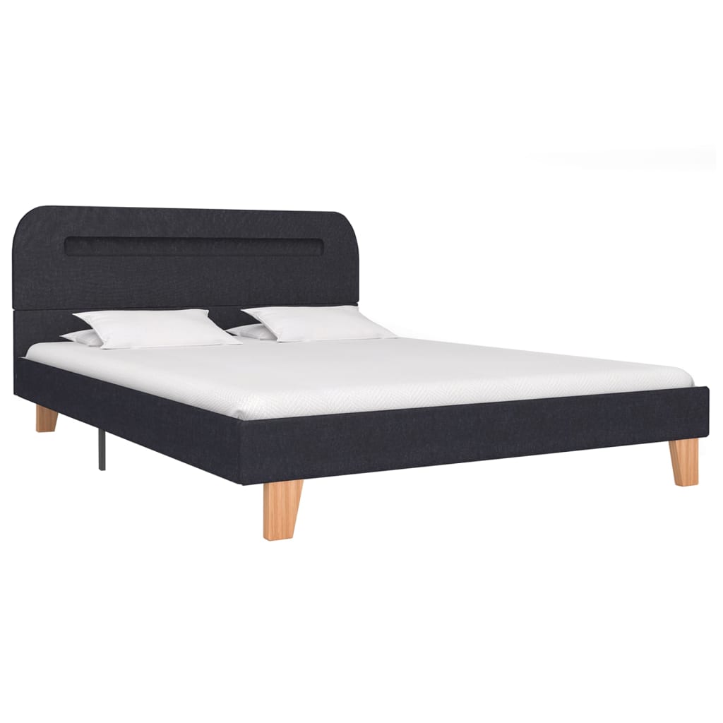 vidaXL Bed Frame with LED Dark Grey Fabric 135x190 cm Double